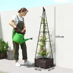 Jardinera con Enrejado Metálico para Plantas Trepadoras Maceta de PP con Orificios de Drenaje y Tapones 40x40x17... - Ogal.Es