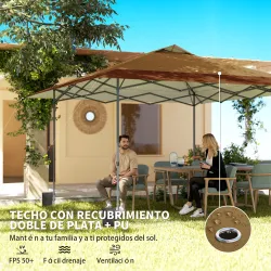 Carpa Plegable Pop-up 4x4 m con Bloqueo Central UPF50+ Altura Ajustable Bolsas de Arena y Bolsa con Ruedas Beige... - Ogal.Es