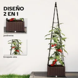 Jardinera con Enrejado Metálico para Plantas Trepadoras Maceta de PP con Orificios de Drenaje y Tapones 40x40x17... - Ogal.Es