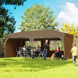 Carpa Plegable 6x3 m con Tiras Reflectantes UPF 50+ Fácil Montaje Sistema Central de Bloqueo Impermeable Beige - Ogal.Es