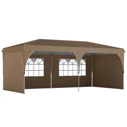 Carpa Plegable 6x3 m con Tiras Reflectantes UPF 50+ Fácil Montaje Sistema Central de Bloqueo Impermeable Beige - Ogal.Es