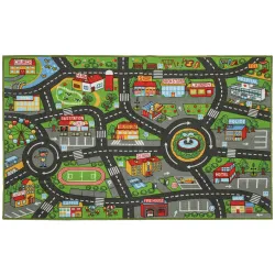 Alfombra Infantil Carretera de Ciudad 160x100 cm Alfombra Educativa Antideslizante para Gateo y Jugar con Coches - Ogal.Es