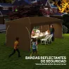 Carpa Plegable 6x3 m con Tiras Reflectantes UPF 50+ Fácil Montaje Sistema Central de Bloqueo Impermeable Beige - Ogal.Es