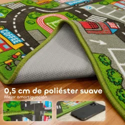 Alfombra Infantil Carretera de Ciudad 160x100 cm Alfombra Educativa Antideslizante para Gateo y Jugar con Coches - Ogal.Es