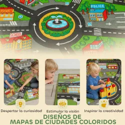 Alfombra Infantil Carretera de Ciudad 160x100 cm Alfombra Educativa Antideslizante para Gateo y Jugar con Coches - Ogal.Es