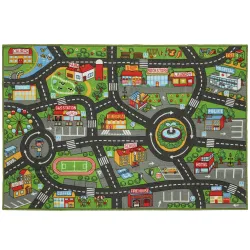 Alfombra Infantil Carretera de Ciudad 200x150 cm Alfombra Educativa Antideslizante para Gateo y Jugar con Coches - Ogal.Es