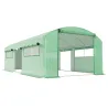 Invernadero de Túnel 6x3x2 m con 3 Puertas Enrollables 4 Ventanas de Malla y Estructura de Acero Galvanizado Verde - Ogal.Es