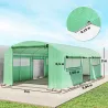 Invernadero de Túnel 6x3x2 m con 3 Puertas Enrollables 4 Ventanas de Malla y Estructura de Acero Galvanizado Verde - Ogal.Es
