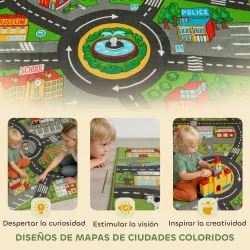 Alfombra Infantil Carretera de Ciudad 200x150 cm Alfombra Educativa Antideslizante para Gateo y Jugar con Coches - Ogal.Es