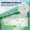 Invernadero de Túnel 6x3x2 m con 3 Puertas Enrollables 4 Ventanas de Malla y Estructura de Acero Galvanizado Verde - Ogal.Es