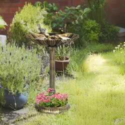Baño para Pájaros de Jardín Exterior 81 cm con Diseño de Concha y Acabado Envejecido Ligero y Resistente Bronce - Ogal.Es