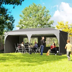 Carpa Plegable 6x3 m con Tiras Reflectantes UPF 50+ Fácil Montaje Sistema Central de Bloqueo Impermeable Gris Os... - Ogal.Es