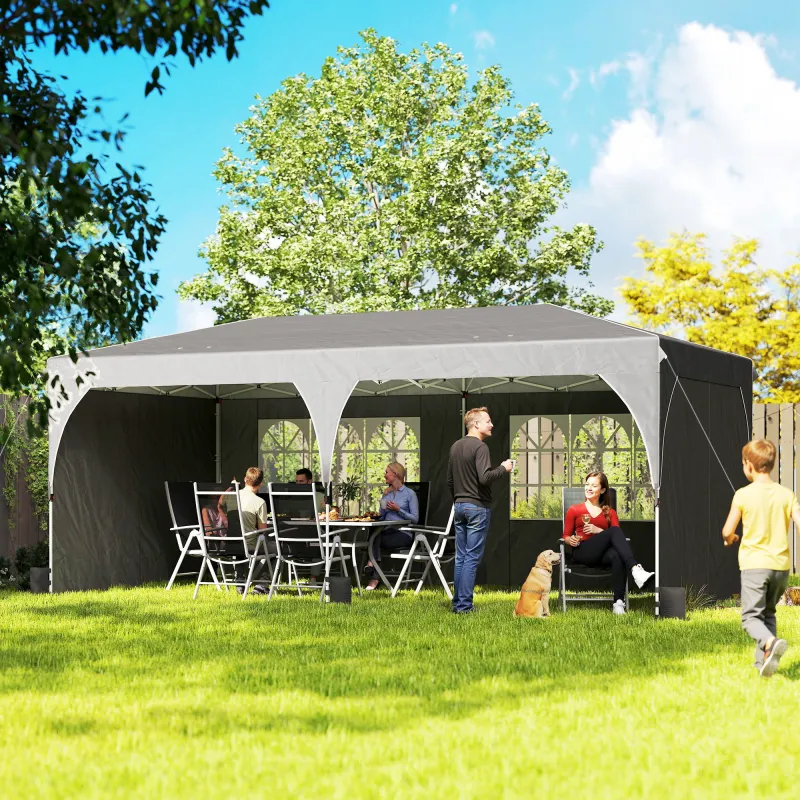 Carpa Plegable 6x3 m con Tiras Reflectantes UPF 50+ Fácil Montaje Sistema Central de Bloqueo Impermeable Gris Os... - Ogal.Es