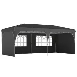 Carpa Plegable 6x3 m con Tiras Reflectantes UPF 50+ Fácil Montaje Sistema Central de Bloqueo Impermeable Gris Os... - Ogal.Es