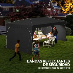 Carpa Plegable 6x3 m con Tiras Reflectantes UPF 50+ Fácil Montaje Sistema Central de Bloqueo Impermeable Gris Os... - Ogal.Es