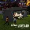 Carpa Plegable 6x3 m con Tiras Reflectantes UPF 50+ Fácil Montaje Sistema Central de Bloqueo Impermeable Gris Os... - Ogal.Es
