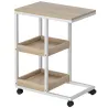 Mesa Auxiliar en Forma de C con Ruedas Estantes Abiertos y Marco de Acero para Salón Dormitorio 51x33x66cm Natur... - Ogal.Es