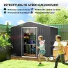 Cobertizo de Jardín Exterior 3,6 m² 236x171x191 cm con Puertas Correderas y Ranuras de Ventilación Gris Oscuro - Ogal.Es