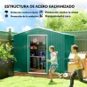 Cobertizo de Jardín Exterior 3,6 m² 236x171x191 cm con Puertas Correderas y Ranuras de Ventilación Verde - Ogal.Es