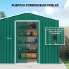 Cobertizo de Jardín Exterior 3,6 m² 236x171x191 cm con Puertas Correderas y Ranuras de Ventilación Verde - Ogal.Es