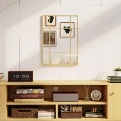 Espejo Rectangular de Pared Espejo de Ventana 70x50cm con Marco de Metal Espejo Decorativo para Salón Dormitorio... - Ogal.Es