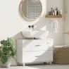Mueble Bajo Lavabo con 2 Cajones Estilo Moderno para Lavabo sin Pedestal 80x30x60 cm Blanco - Ogal.Es