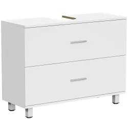 Mueble Bajo Lavabo con 2 Cajones Estilo Moderno para Lavabo sin Pedestal 80x30x60 cm Blanco - Ogal.Es