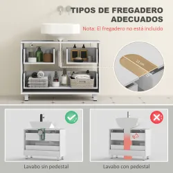 Mueble Bajo Lavabo con 2 Cajones Estilo Moderno para Lavabo sin Pedestal 80x30x60 cm Blanco - Ogal.Es