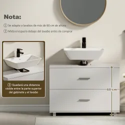 Mueble Bajo Lavabo con 2 Cajones Estilo Moderno para Lavabo sin Pedestal 80x30x60 cm Blanco - Ogal.Es
