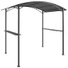 Cenador para Barbacoa de 2,4 x 1,5 m Cenador de Pérgola Exterior con 2 Estantes Laterales y Ganchos Gris Oscuro - Ogal.Es