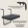 Mesa Colgante para Balcón Plegable de Aluminio con Altura Ajustable en 4 Niveles Carga 25 kg 60x40x55-64 cm Negro - Ogal.Es