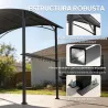 Cenador para Barbacoa de 2,4 x 1,5 m Cenador de Pérgola Exterior con 2 Estantes Laterales y Ganchos Gris Oscuro - Ogal.Es