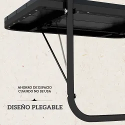 Mesa Colgante para Balcón Plegable de Aluminio con Altura Ajustable en 4 Niveles Carga 25 kg 60x40x55-64 cm Negro - Ogal.Es