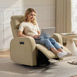 Sillón Relax Reclinable Eléctrico Giratorio y Balancín con Doble Motor Reposacabezas Ajustable Puertos USB Repos... - Ogal.Es