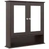 Armario de Baño con Espejo Armario de Pared con 2 Puertas Estante Abierto Estante Ajustable 56x13x58cm Marrón Os... - Ogal.Es