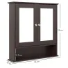 Armario de Baño con Espejo Armario de Pared con 2 Puertas Estante Abierto Estante Ajustable 56x13x58cm Marrón Os... - Ogal.Es