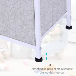 Cómoda con 5 Cajones de Tela Cómoda para Dormitorio Marco Metálico 100x30x54 cm Gris - Ogal.Es