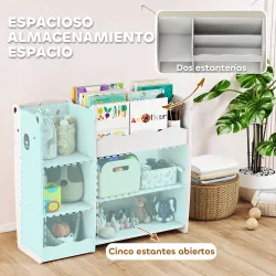 Estantería Infantil para Juguetes Estantes Abiertos Compartimentos Diseño de Ositos Organizador de Juguetes Blanco - Ogal.Es