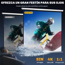 Pantalla de Proyector Manual 120 Pulgadas Pantalla de Proyección Portátil Formato 1:1 para Interior y Exterior C... - Ogal.Es