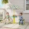 Conjunto de Mesa y Sillas Infantil de Jardín de 4 Piezas Sillas Plegables Sombrilla Desmontable Diseño de Jungla... - Ogal.Es