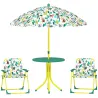 Conjunto de Mesa y Sillas Infantil de Jardín de 4 Piezas Sillas Plegables Sombrilla Desmontable Diseño de Jungla... - Ogal.Es