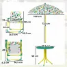 Conjunto de Mesa y Sillas Infantil de Jardín de 4 Piezas Sillas Plegables Sombrilla Desmontable Diseño de Jungla... - Ogal.Es