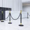 Postes Separadores de Acero Inoxidable de 2 Piezas 96 cm de Altura Base Rellenable Cuerda de Terciopelo Negro - Ogal.Es