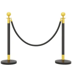 Postes Separadores de Acero Inoxidable de 2 Piezas 96 cm de Altura Base Rellenable Cuerda de Terciopelo Negro - Ogal.Es