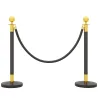 Postes Separadores de Acero Inoxidable de 2 Piezas 96 cm de Altura Base Rellenable Cuerda de Terciopelo Negro - Ogal.Es