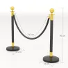 Postes Separadores de Acero Inoxidable de 2 Piezas 96 cm de Altura Base Rellenable Cuerda de Terciopelo Negro - Ogal.Es