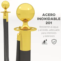 Postes Separadores de Acero Inoxidable de 2 Piezas 96 cm de Altura Base Rellenable Cuerda de Terciopelo Negro - Ogal.Es