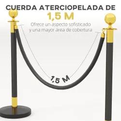 Postes Separadores de Acero Inoxidable de 2 Piezas 96 cm de Altura Base Rellenable Cuerda de Terciopelo Negro - Ogal.Es