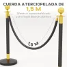 Postes Separadores de Acero Inoxidable de 2 Piezas 96 cm de Altura Base Rellenable Cuerda de Terciopelo Negro - Ogal.Es