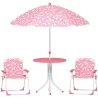Conjunto de Mesa y Sillas Infantil de Jardín de 4 Piezas Sillas Plegables Sombrilla Desmontable Diseño Unicornio... - Ogal.Es
